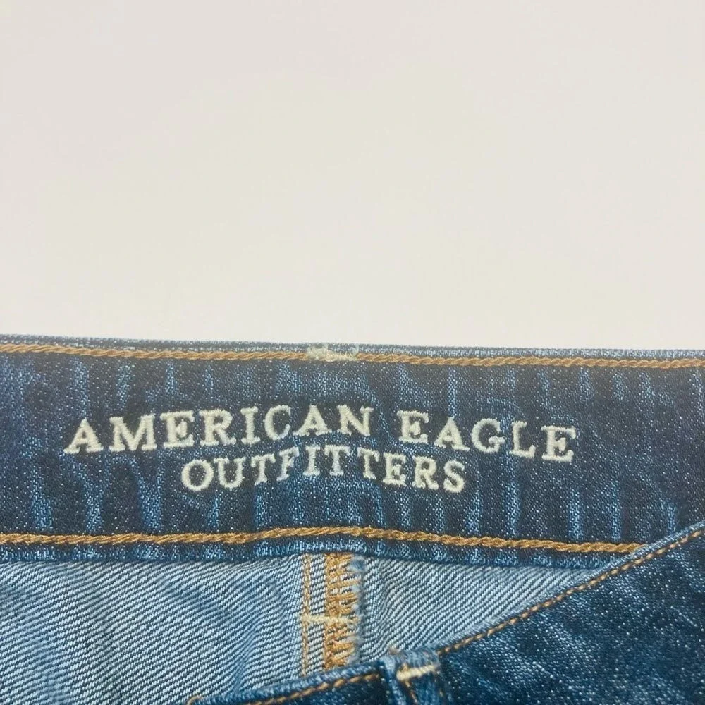 American Eagle Festival Shorts Women 0 Blue Hi-Rise Denim Cut Offs Super Stretch